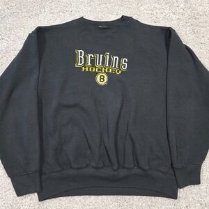 Vintage Boston Bruins Mens Black Hockey‎ Sweatshirt Size XXL Retro Fan Gear